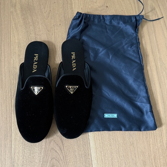 Prada Black Velvet Mules - Picture 2 of 4
